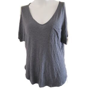 Pen paper grey top v neck relaxed lounge casual loose fit cozy womens small